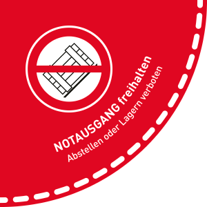 Fußbodenaufkleber (Viertelkreis) - Notausgang freihalten