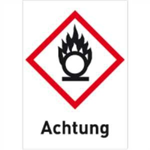 Brandfördernd mit Text - Achtung