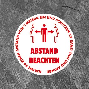 Rutschfester Fußbodenaufkleber "Abstand beachten"