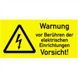 Warnung vor Berühren der elektrischen Einrichtungen, Vorsicht!