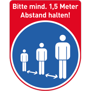 Fußbodenaufkleber - Bitte mind. 1,5 Meter Abstand halten!