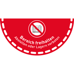 Fußbodenaufkleber (Halbkreis) - Bereich freihalten