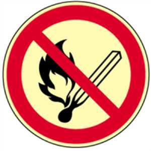 Feuer, offenes Licht und Rauchen verboten