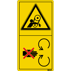 Bei laufendem Motor niemals Schutzeinrichtung öffnen oder entfernen