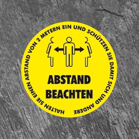 Rutschfester Fußbodenaufkleber "Abstand beachten"