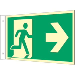 Fahnenschild zur Wandmontage - Notausgang links / rechts