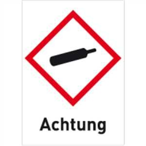 Gasflasche mit Text - Achtung