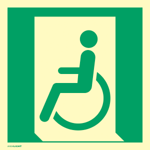 Notausgang für gehbeeinträchtigte Personen, links