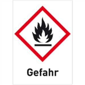 Hochentzündlich mit Text - Gefahr