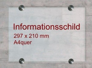 Infoschild aus Einscheibensicherheitsglas