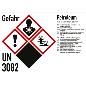 Gefahrstoffkennzeichnung Petrolium