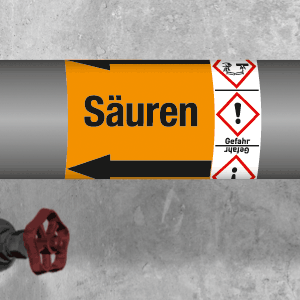 Kennzeichungsband Säuren mit Gefahrensymbol