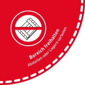 Fußbodenaufkleber (Viertelkreis) - Bereich freihalten