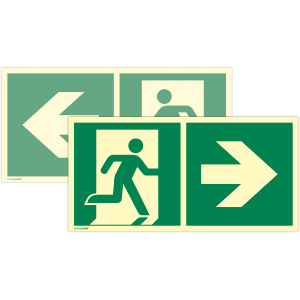 Notausgang mit Richtungspfeil rechts - doppelseitig