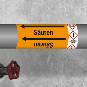 Kennzeichungsband Säuren mit Gefahrensymbol