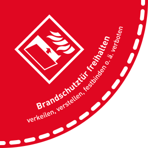 Fußbodenaufkleber (Viertelkreis) - Brandschutztür freihalten