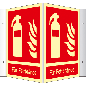 Winkelschild - Feuerlöscher für Fettbrände